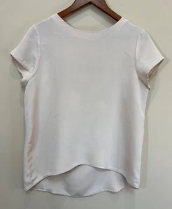 Cuyana Damen Rouge Seide High-Low T-Shirt Flügelärmel minimalistisch ruhig Luxus Größe M - Bild 1 von 7
