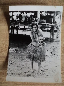 vintage 3 1/2 x 5" Photograph of Native New Guinea Woman Topless w/ Baby - Picture 1 of 1