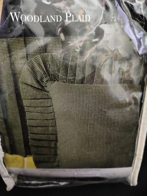 *NUEVO* Falda de cama completa a cuadros Donna Sharp Woodland verde cazador Foto 1 de 2