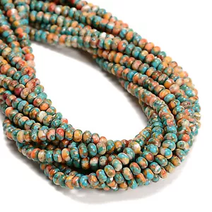 Natural Spiny Oyster Mohave Copper Turquoise Smooth Rondelle 4x6mm 15.5'' Strand - Picture 1 of 2