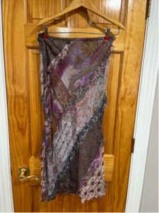 Vintage Whismigoth Y2K Plenty Tracy Reese Paisley Fairy-core Silk Slip Skirt - Picture 1 of 7