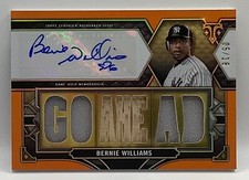 2022 Topps Triple Threads Bernie Williams Orange Jersey Bat Auto #5/18 Yankees