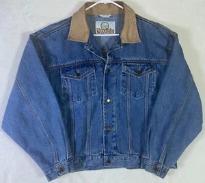 Vintage Woodlake Trucker Western Jean Denim Jacket Leather Collar Mens Large EUC - Picture 1 of 11