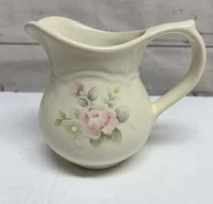 Pfaltzgraff Tea Rose Vintage Creamer Beige Pink Stoneware Made in USA - Picture 1 of 6