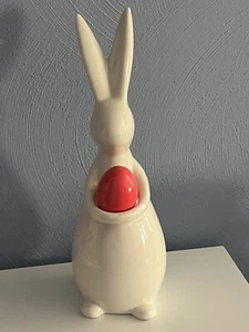 Ceramic Spring Easter Bunny With Dark Pink Egg 12" - Picture 1 of 7
