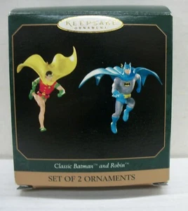 HALLMARK CLASSIC BATMAN and ROBIN SET OF 2 KEEPSAKE ORNAMENTS - DC COMICS/1998 - Picture 1 of 3