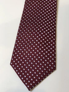 Vintage Club Room Krawatte 100 % Seide Burgund Geometrisch - Bild 1 von 5