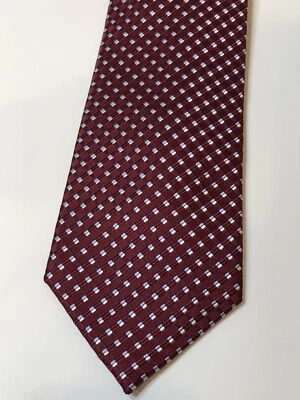 Corbata de cuello vintage 100 % seda borgoña geométrica Foto 1 de 4