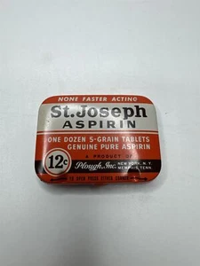 Vintage St. Joseph Aspirin Tin Empty 12 cent Genuine Pure Aspirin Box - Picture 1 of 6