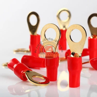 Terminal de anillo de cable de alimentación/tierra de audio para automóvil dorado 4 AWG calibre 1/2" conectores 10 piezas Foto 1 de 3