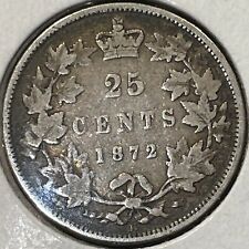 1872-H Canada 25 cents coin Queen Victoria. Composition: 925 % Silver Circulated