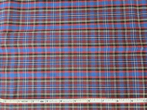 Vintage Stoff Hemd kariert rot blau weinrot 2 Yds Yardage gewebt 72x44 - Bild 1 von 12