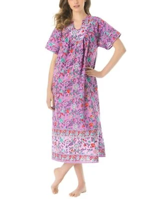 Only Necessities Plus Size Purple Floral Notch Neck Lounger Size 5X(38/40) - Image 1 of 4