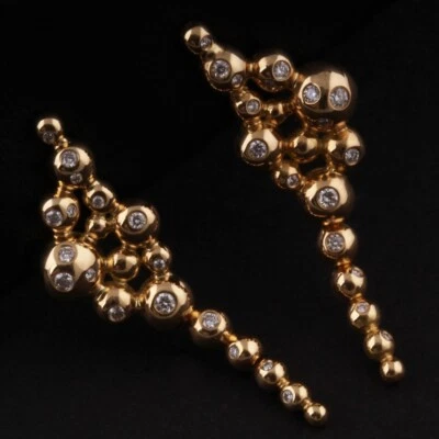 Georg Jensen Moonlight Grapes Gold Earrings with Diamonds. 0.22 ct. NEW! - Image 1 of 4