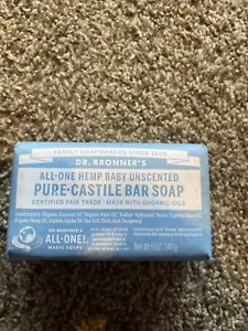 Dr. Bronner's Organic Pure Castile Bar Soap Baby Unscented All Natural Soap 5 oz - Picture 1 of 2