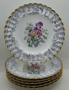 Set 6 Zuppiere Vintage SPODE China "Dove" Rim, Inghilterra, Ottime Condizioni - Foto 1 di 6