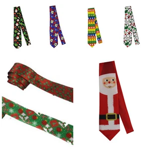 Christmas Tie Mens Festive Holly & Berry Xmas Gift Secret Santa Office Party - Picture 1 of 15