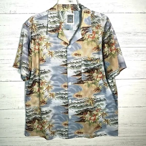 Vintage Mesh Floral Hawaiian Shirt Short Sleeve Men’s Medium Ocean Current - Picture 1 of 6