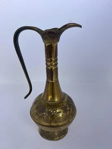 Old Decorative Copper Handmade Jug Pitcher Decor Emboss Metal Beautiful - Picture 1 of 9