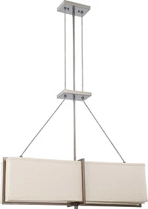 Hazel Bronze Energy Star 4 Light LED Chandelier/Pendant Khaki Fabric Shade $531 - Picture 1 of 1