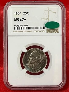 1954 25c Washington quarter MS67+ CAC - Picture 1 of 4