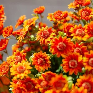 Funsdecor Mums, Artificial Sunset Mums, Artificial Outdoor Sunset Mums Flowers - Picture 1 of 36