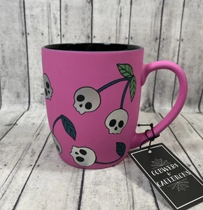 COBWEBS & CAULDRONS HALLOWEEN SKULL CHERRIES - PINK SOFT TOUCH MUG -NWT! - Picture 1 of 6
