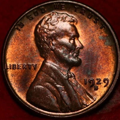 Uncirculated 1929-S San Francisco Mint Copper Lincoln Wheat Cent - Image 1 of 2