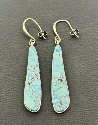 Robert Lee Morris Silver Tone Dangle Earrings Faux Turquoise Signed RLM - Image 1 of 4
