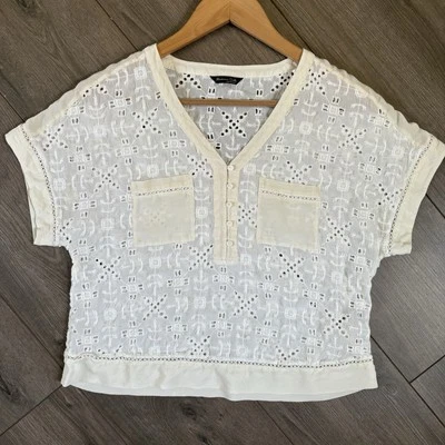 Massimo Dutti Mulberry Silk Cropped Embroidered Blouse Women M Cottagecore Boho - Image 1 of 4