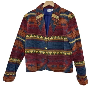 Silverado Giacca Blazer Boho Tessuto Arazzo Medium Indie Southwestern Cowgirl - Foto 1 di 10