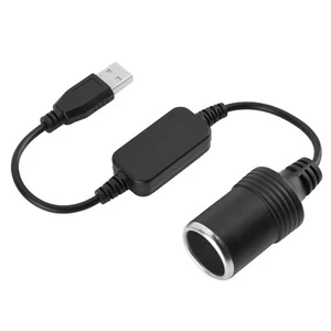 USB Port To 12V Car Cigarette Lighter Socket Female Converter Adapter Cord CB - Picture 1 of 7