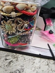 Mystery Jewelery Jar/crafts/repurpose/wearable /brooches/ Bracelets/ Earrings ~ - Picture 1 of 15