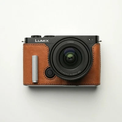 Genuine Leather Camera Bag Case Protect Cover Hand Grip For Panasonic LUMIX S9 - Image 1 of 4
