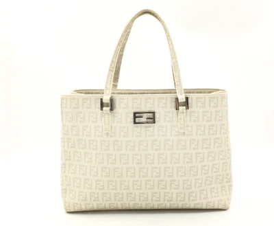 Authentic FENDI Zucchino Coated Canvas Hand Bag White - Image 1 of 4