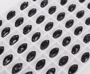 Glass Navette 5x10mm Black Crystal Sew On Rhinestones Sewing Gem Jewelry - Picture 1 of 6