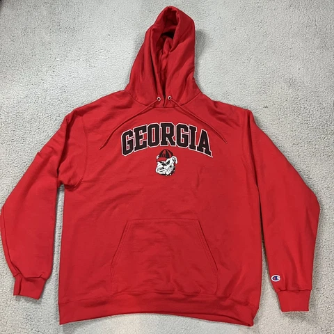 Georgia Bulldogs Hoodie Mens XL Champion Pullover Sweatshirt Hooded Graphic Red Cover