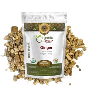 Organic Way Dried Ginger Root Cut & Sifted - Organic, Kosher & USDA Certified - Picture 1 of 12