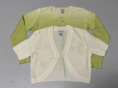 SET OF 2 ST JOHNS BAY GREEN COTTON KNIT M / VICKI WAYNE WHITE S CARDIGAN SWEATER - Image 1 of 4