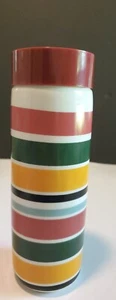 Ceramic Travel Tumbler Thermos with Plastic Cap Lid Multicolored Retro 12 oz - Picture 1 of 8