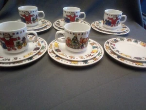 17tlg Kaffeeservice Weihnachtsmann Keramik Tassen Teller Weihnachten - Bild 1 von 6