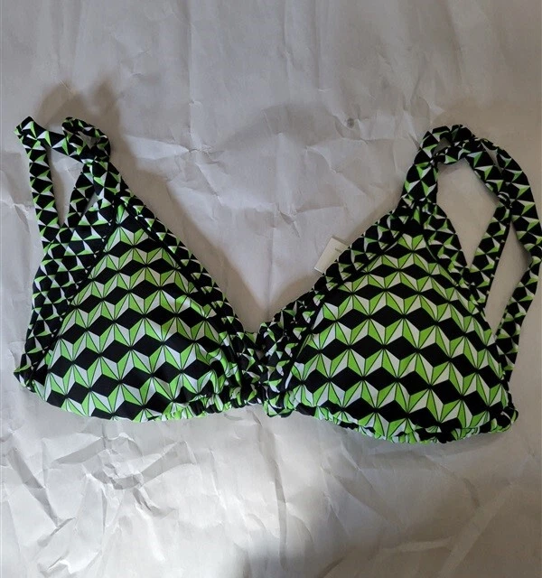 Nuevo con etiquetas Kenneth Cole Geo Side Verde Triángulo Halter Bikini Top de Natación #95117 Foto 1 de 1