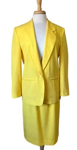 Vintage 80s 90s Pendleton Sophisticates Bright Yellow Suit Skirt Blazer Women 10 - Picture 1 of 10