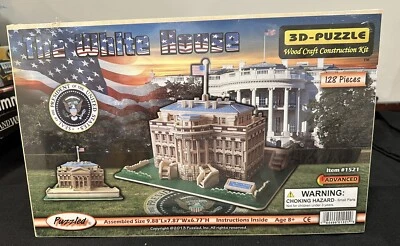 The White House USA 3D Wood Craft Construction Kit Puzzle 128 Pieces NEW Sealed - Image 1 of 4