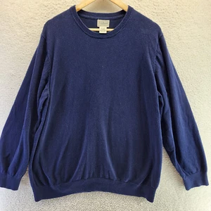 LL Bean Sweater Men 2XL Tall Blue Long Sleeve Pullover Cotton Cashmere Gorpcore - Picture 1 of 11