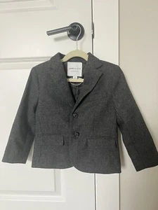 Janie and Jack Wool Blend Blazer Suit Jacket Gray with Elbow Patches sz 4 - Picture 1 of 10