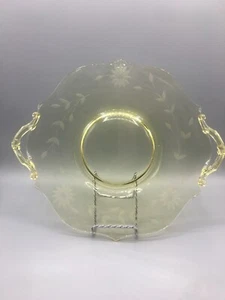 Lancaster Elegant Depression Glass Yellow "Jubilee" Cake Tray Platter 1930's 11" - Picture 1 of 14
