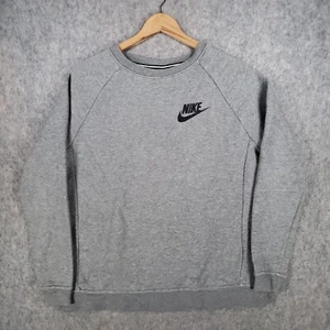 Nike Sweatshirt Herren Small Grau Swoosh Spell Out Logo Fleece Innen Minimal Top - Bild 1 von 12