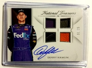 Denny Hamlin 2017 National Treasures Quad Race Used Relics Auto #'d 01/25 card - Picture 1 of 3