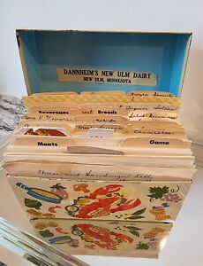 Vintage Ohio Art Metal Tin Recipe Box W Lots Of Handwritten Recipes , 🦞 front